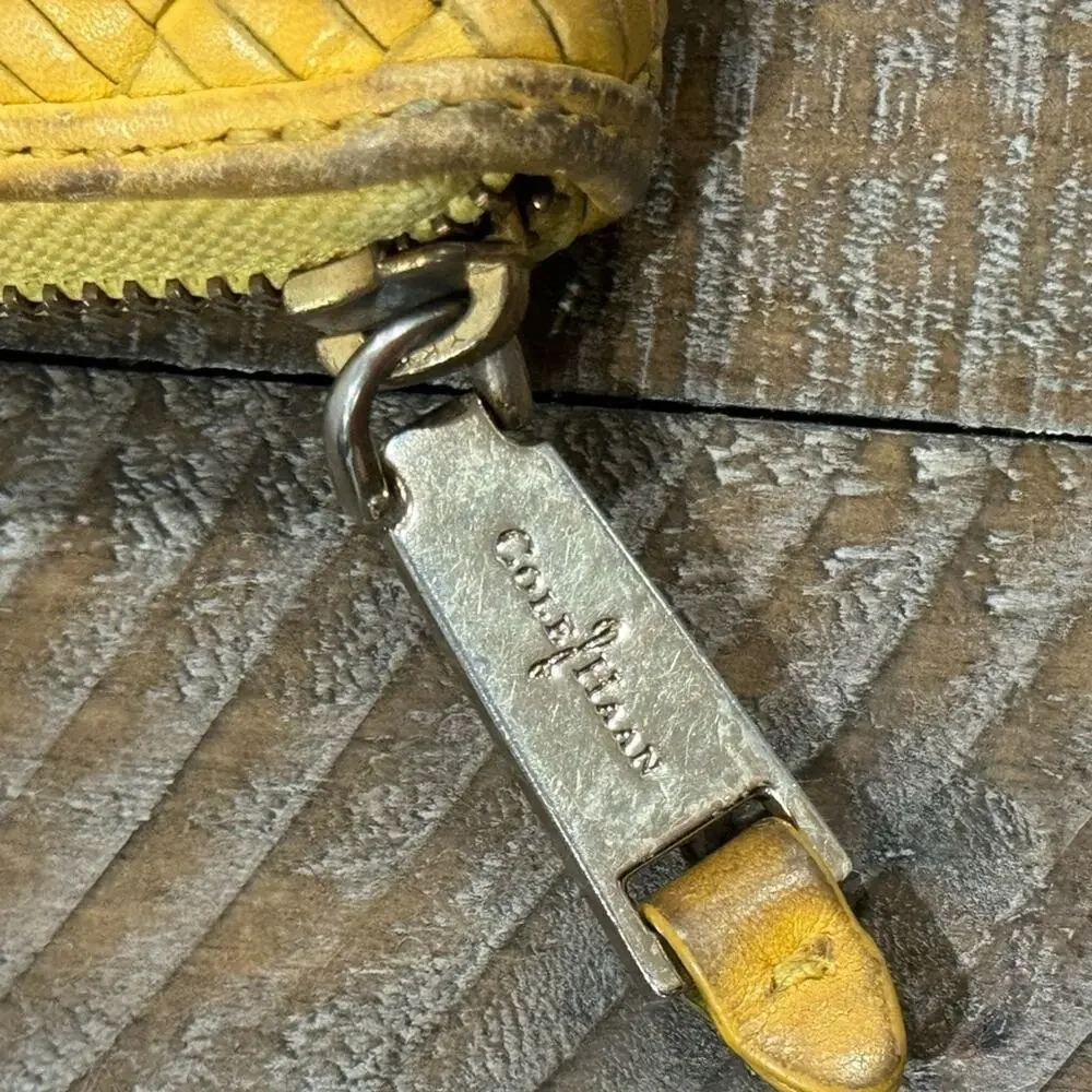 Cole Haan Heritage Weave Yellow Leather Wallet See pics for pen mark